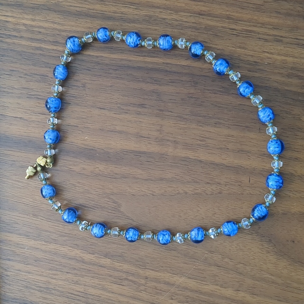 Venetian Glass Blue Beaded Necklace